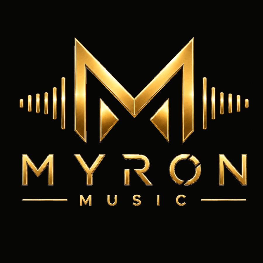 Myron Music animated gold logo